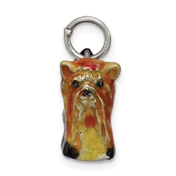 Sterling Silver Enameled Yorkshire Terrier Charm - Picture 4 of 5